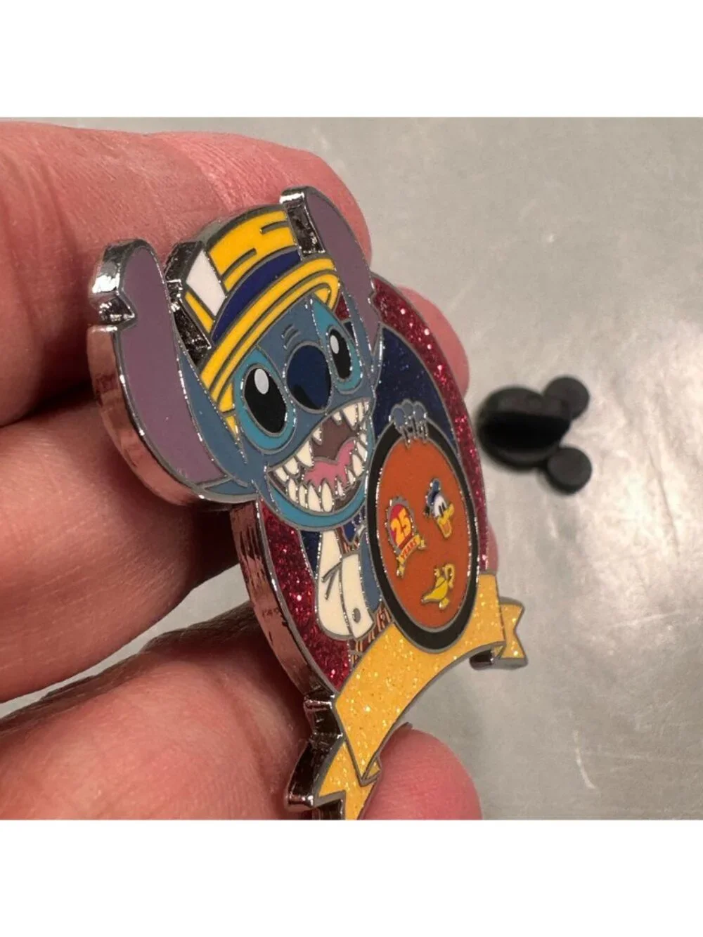 Disney Stitch 25th Anniversary Trading Pin Board Donald Hat Badge